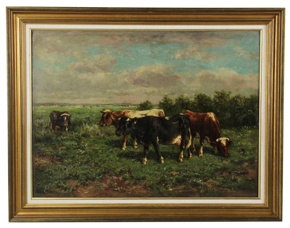 Herd of Cows, Oil on Canvas on Board, Signed Haas (1 of 10)