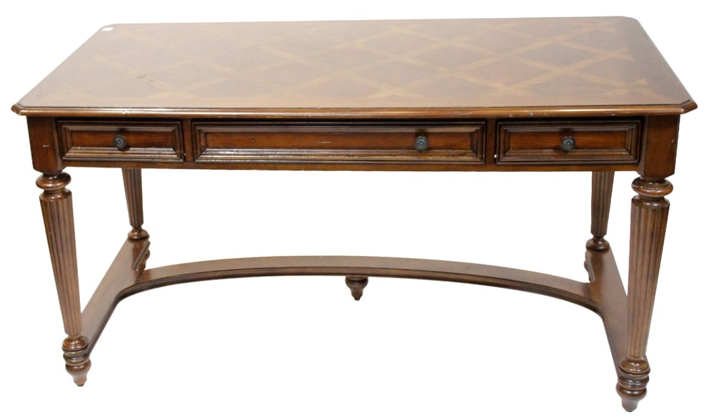 Mahogany Library Desk Table with Parquetry Top (1 of 12)
