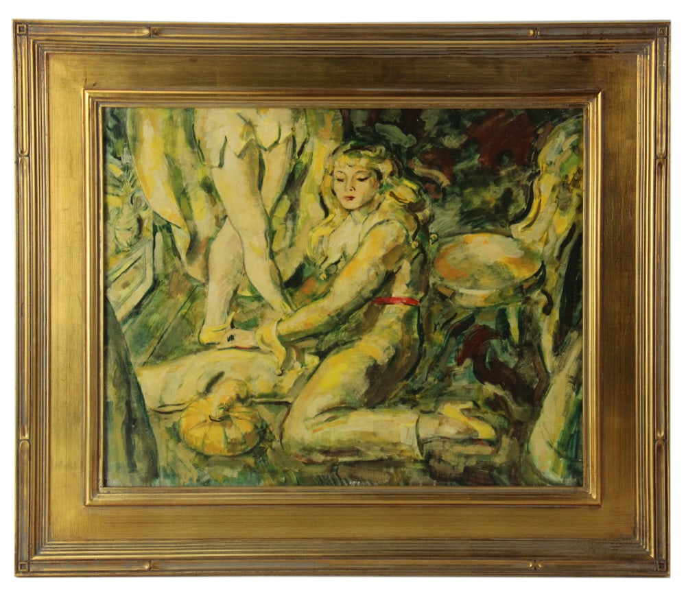 James D. Herbert, "The Little Dancer", Oil on Board: James D. Herbert (American, 1896-1970), "The Little Dancer", oil on board, signed and titled verso, exhibition labels verso, 16" x 20", framed 22 1/2" x 26". Provenance: Providence, Rhode Island