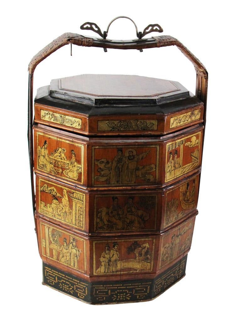 Vintage Chinese Multi-Tiered Wooden Wedding Basket (1 of 11)