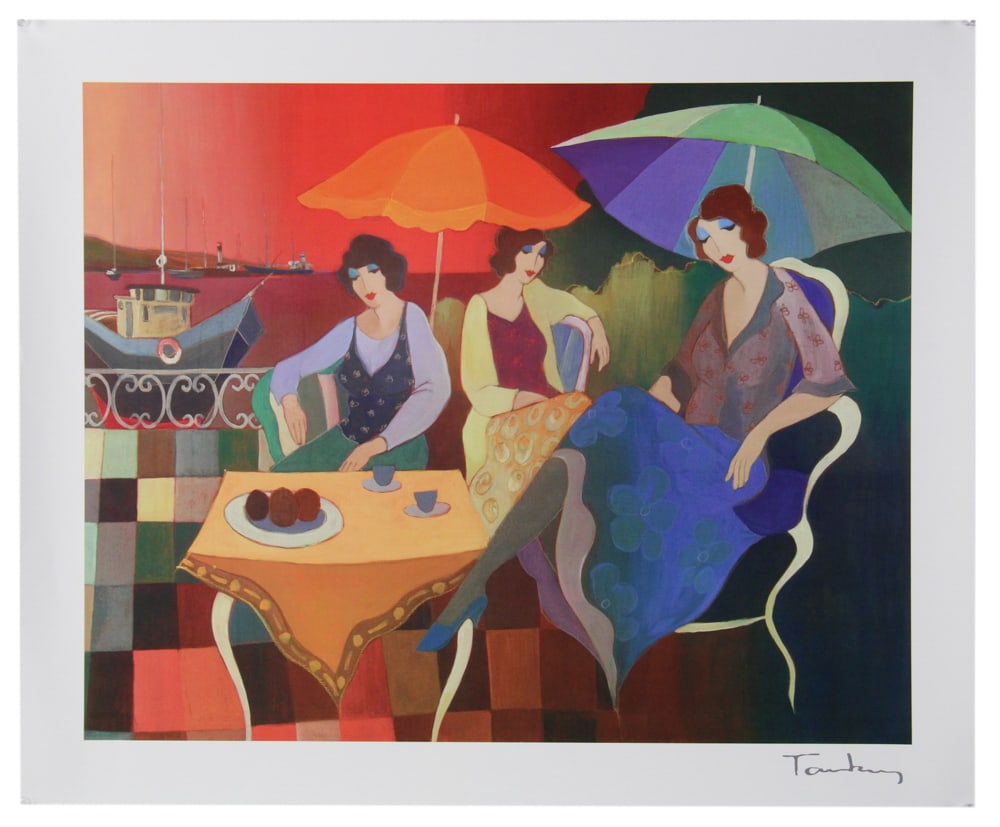 Itzchak Tarkay, Three Women, Serigraph: Itzchak Tarkay (Israeli, 1935-2012), three women, serigraph, signed. Provenance: Mashpee, Massachusetts collection.