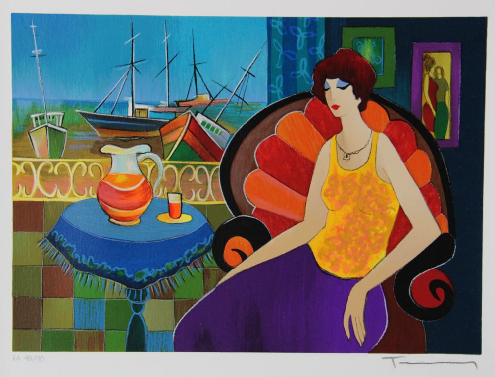 Itzchak Tarkay, Tea Time, Serigraph - 2