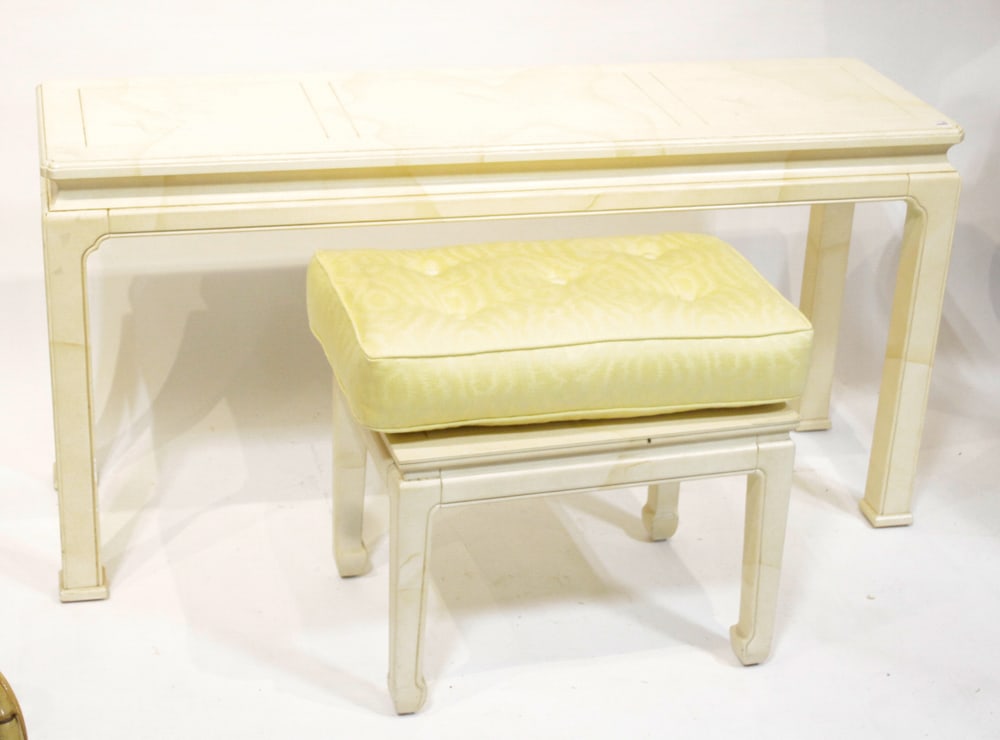 Henredon Painted Hall Table, with Bench - 3