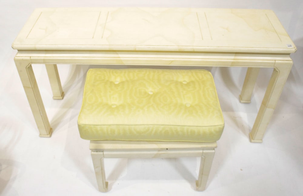 Henredon Painted Hall Table, with Bench - 5