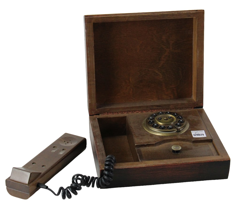 Phone in Wood Box: Phone in wood box, 7" x 9". Provenance: Mashpee, Massachusetts collection.