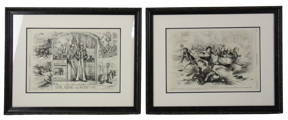 Harpers Weekly Prints, Framed - 12