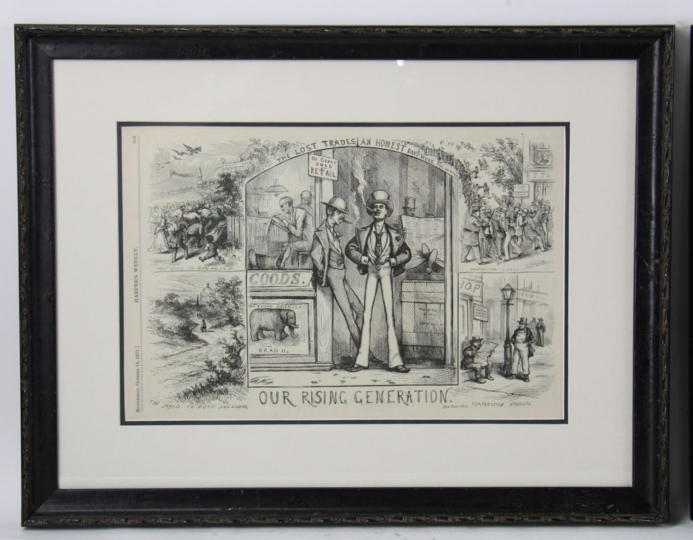 Harpers Weekly Prints, Framed - 13