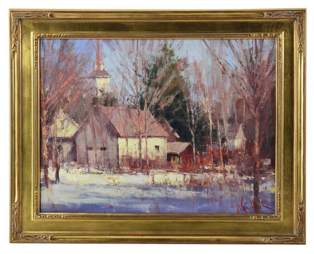 George Van Hook, Church Steeple in Winter, Oil on Canvas (1 of 7)
