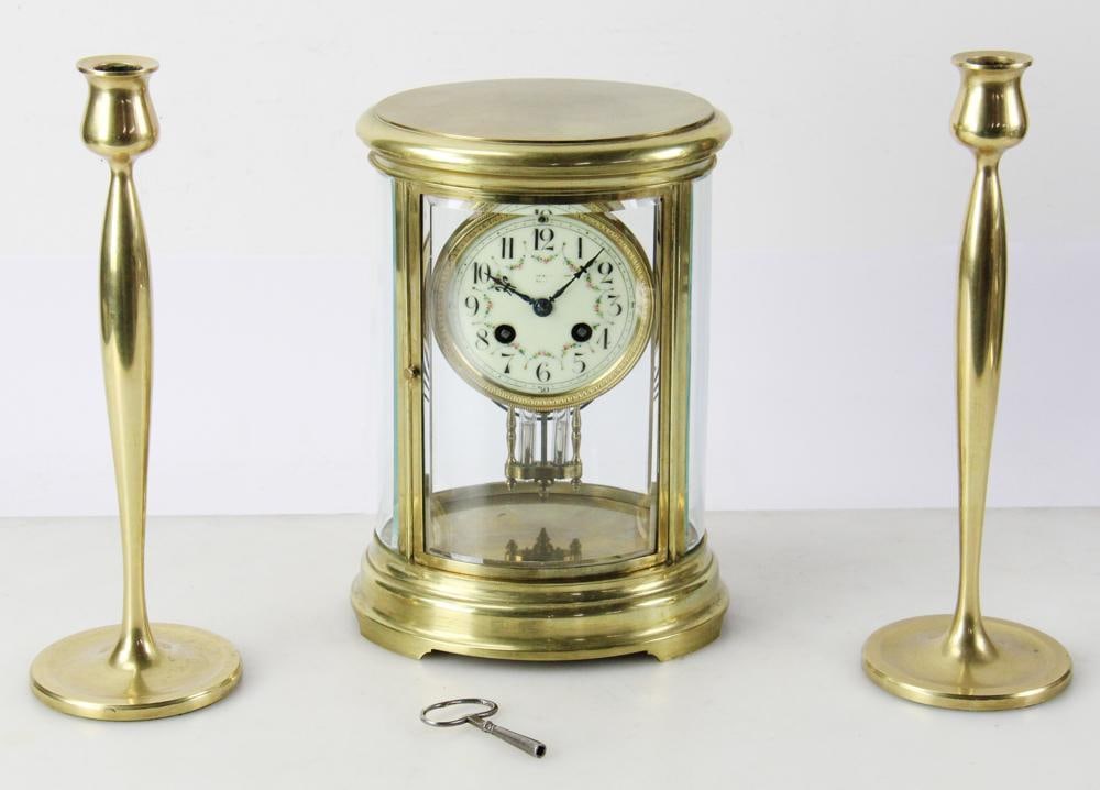Pair of Brass Candlesticks, Tiffany and Co. Mantel Clock (1 of 14)