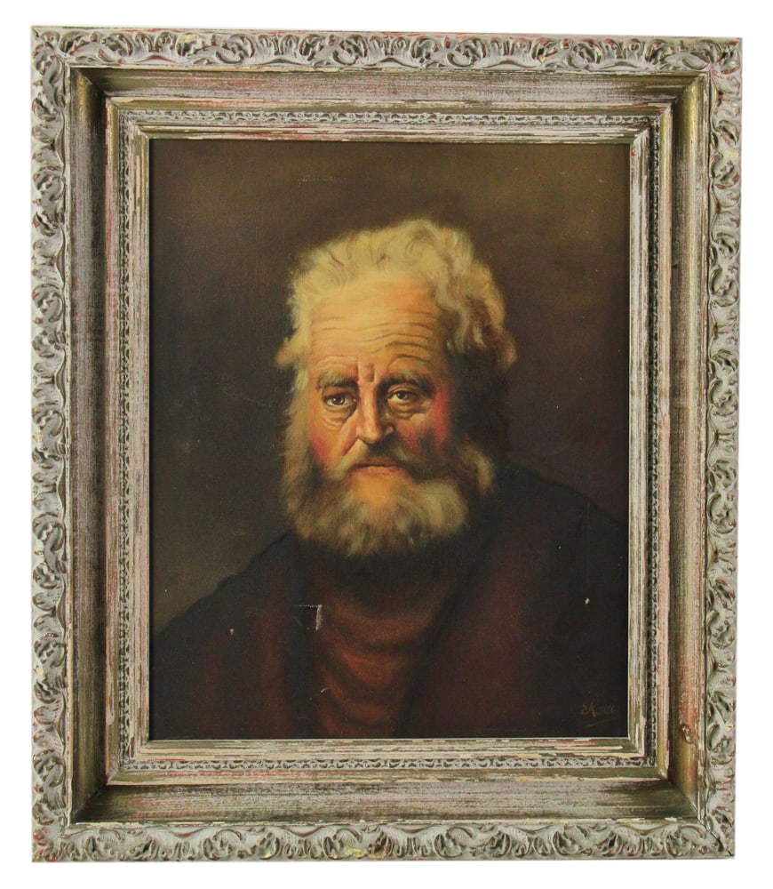 Portrait of Bearded Man, Oil on Canvas: Portrait of bearded man, oil on canvas, 20" x 15", framed 26" x 22". Provenance: St. Petersburg, Florida, collection.