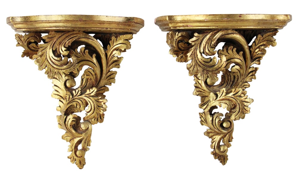 Pair of Early 20thC Giltwood Shelves (1 of 7)