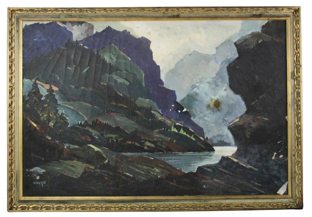Houoh Mountains, Oil on Canvas: Houoh mountains, oil on canvas, 32" x 48", framed 36" x 52". Provenance: St. Petersburg, Florida, collection.