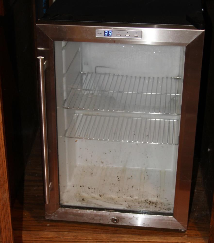 Miniature Fridge: Miniature fridge, 24" x 17" x 18 1/2". Provenance: a Palm Beach, Florida estate.