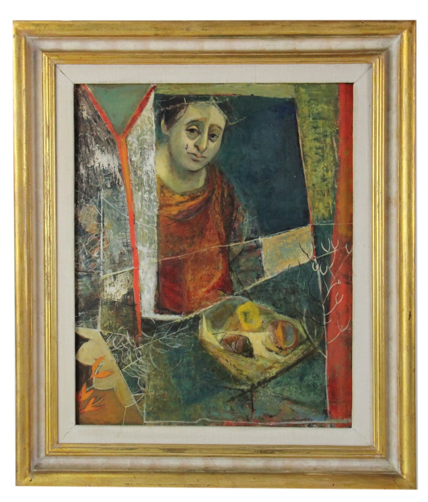 Carolyn Plochman, "Gypsy Spring", Oil on Board: Carolyn Plochman, titled "Gypsy Spring", oil on board, exhibited at the Toledo Annual Art Exhibition 1953, 20" x 24", framed 28" x 32". Provenance: Burlington, Massachusetts collection.