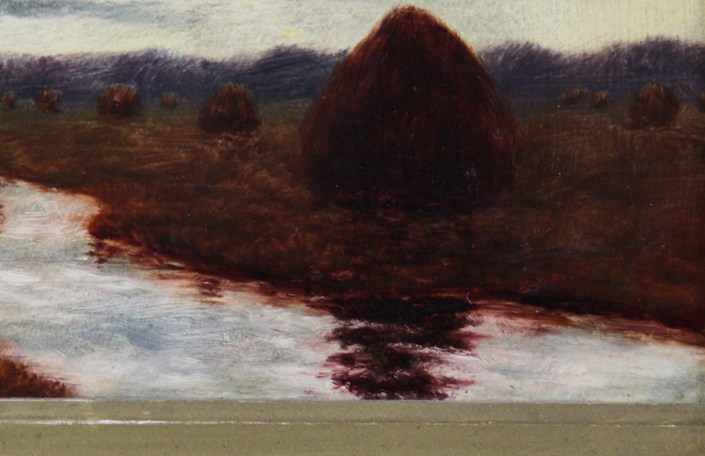 Marsh and Haystacks, Oil on Panel - 5