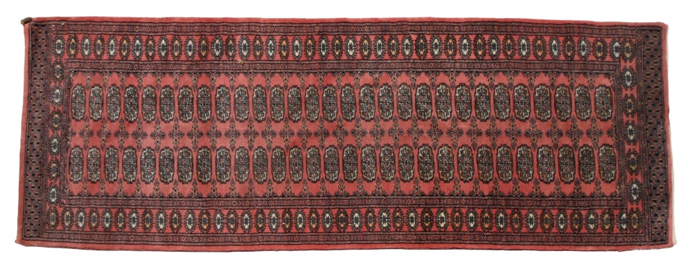 Semi-Antique Bokhara Rug: Semi-antique Bokhara rug, 3' x 9'. Provenance: Woburn, Massachusetts collection.