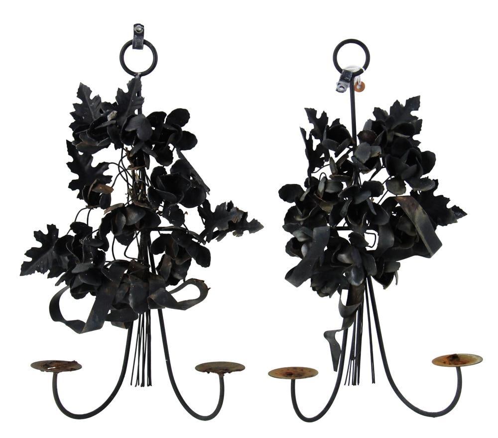 Pair of Black Wrought Iron Sconces (1 of 8)