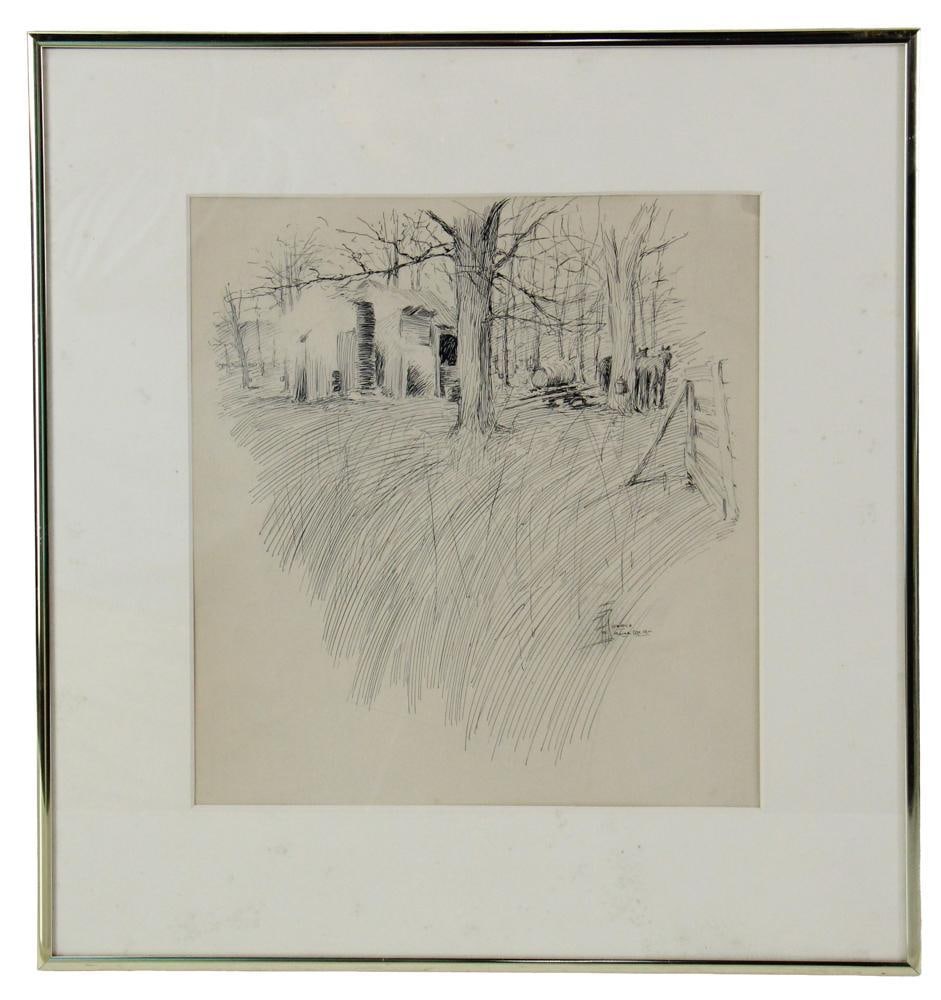 Frank Taylor Bowers, "Sugaring Off", Pen and Ink Drawing (1 of 9)