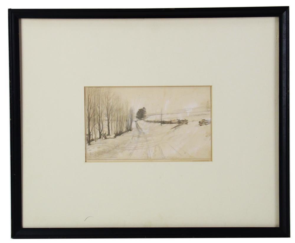 Frank Taylor Bowers, Landscape, Pen and Ink Drawing (1 of 7)
