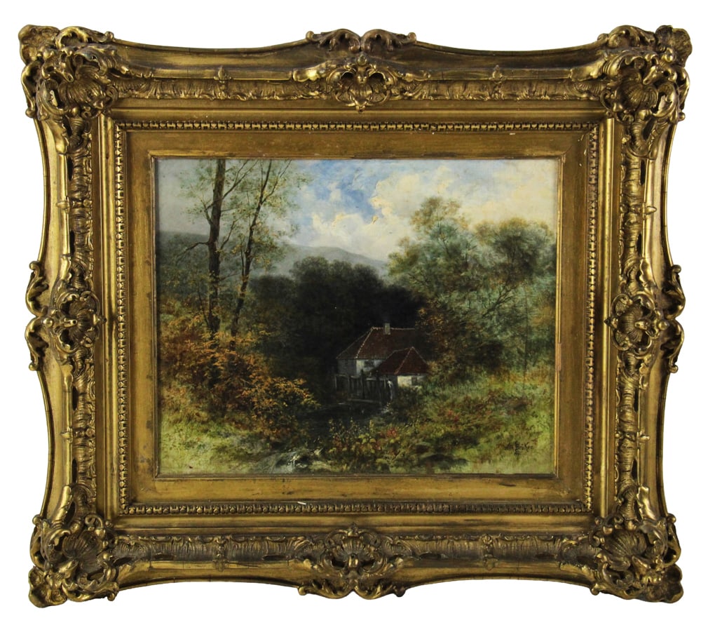 Wilhelm Broker, Landscape, Oil on Canvas: Wilhelm Broker (German, 1848-1930), landscape, oil on canvas, 12 1/2" x 15 1/2" (large for this artist). Provenance: Ithaca, New York collection.