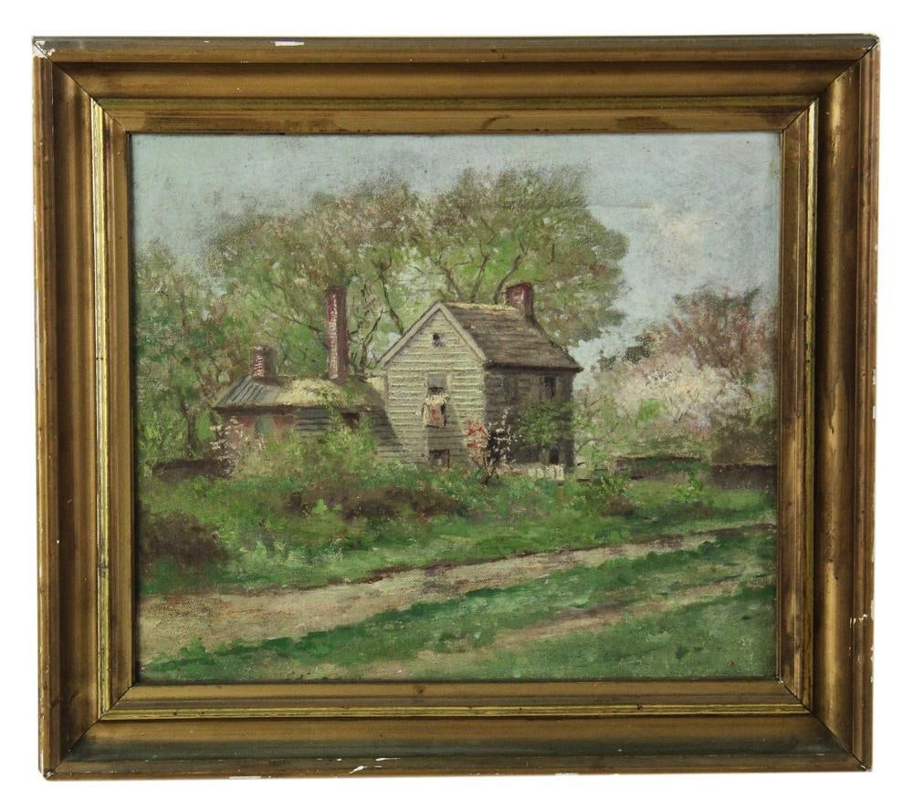 Old Farm House, Oil on Canvas: Old farm house, oil on canvas, unsigned, 12" x 14", framed 15 1/2" x 17 1/2". Provenance: New York City, New York collection.