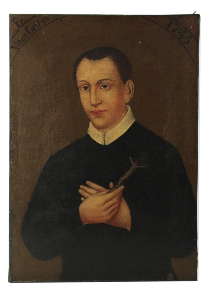 Monk, Fr. Vitus Curtius, 1745, Oil on Canvas: Monk (Fr. Vitus Curtius), 1745, oil on canvas, unsigned, 34" x 24", unframed. Provenance: New York City, New York collection.