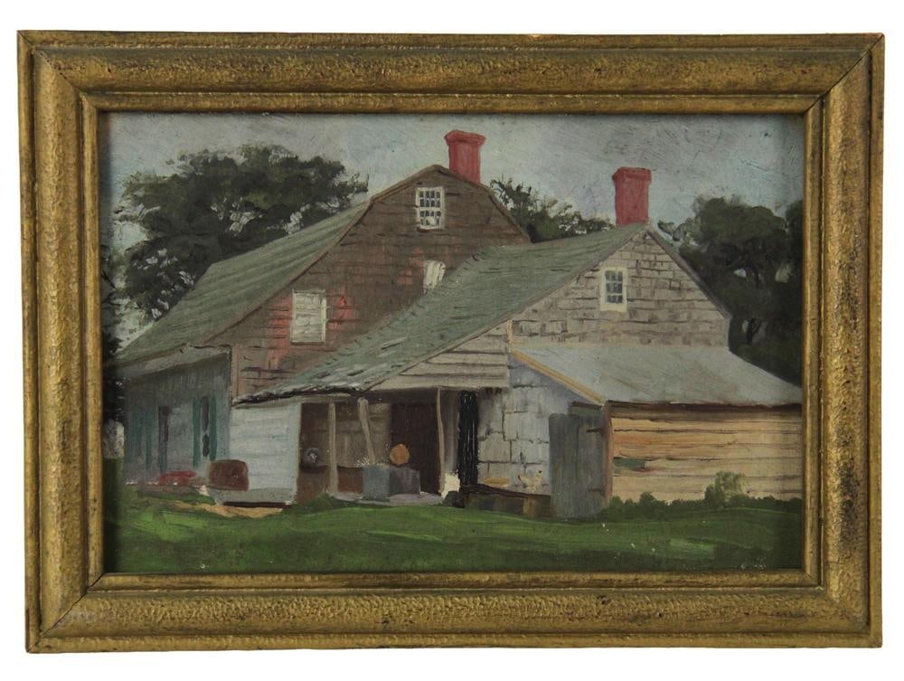 Farm House, Oil on Board: Farm house, oil on board, 6" x 9", framed 8" x 10 1/2". Provenance: New York City, New York collection.