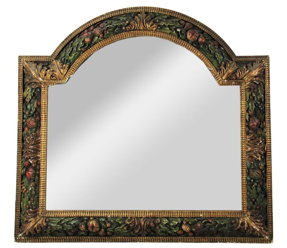 Circa 1920s Classical Painted Gesso Mirror: Circa 1920s classical painted gesso mirror, 30" x 33" x 2". Provenance: Palm Beach, Florida estate.