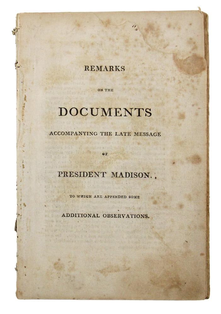 President Madison Remarks on the Documents: President Madison Remarks on the Documents. Provenance: Palm Beach, Florida estate.
