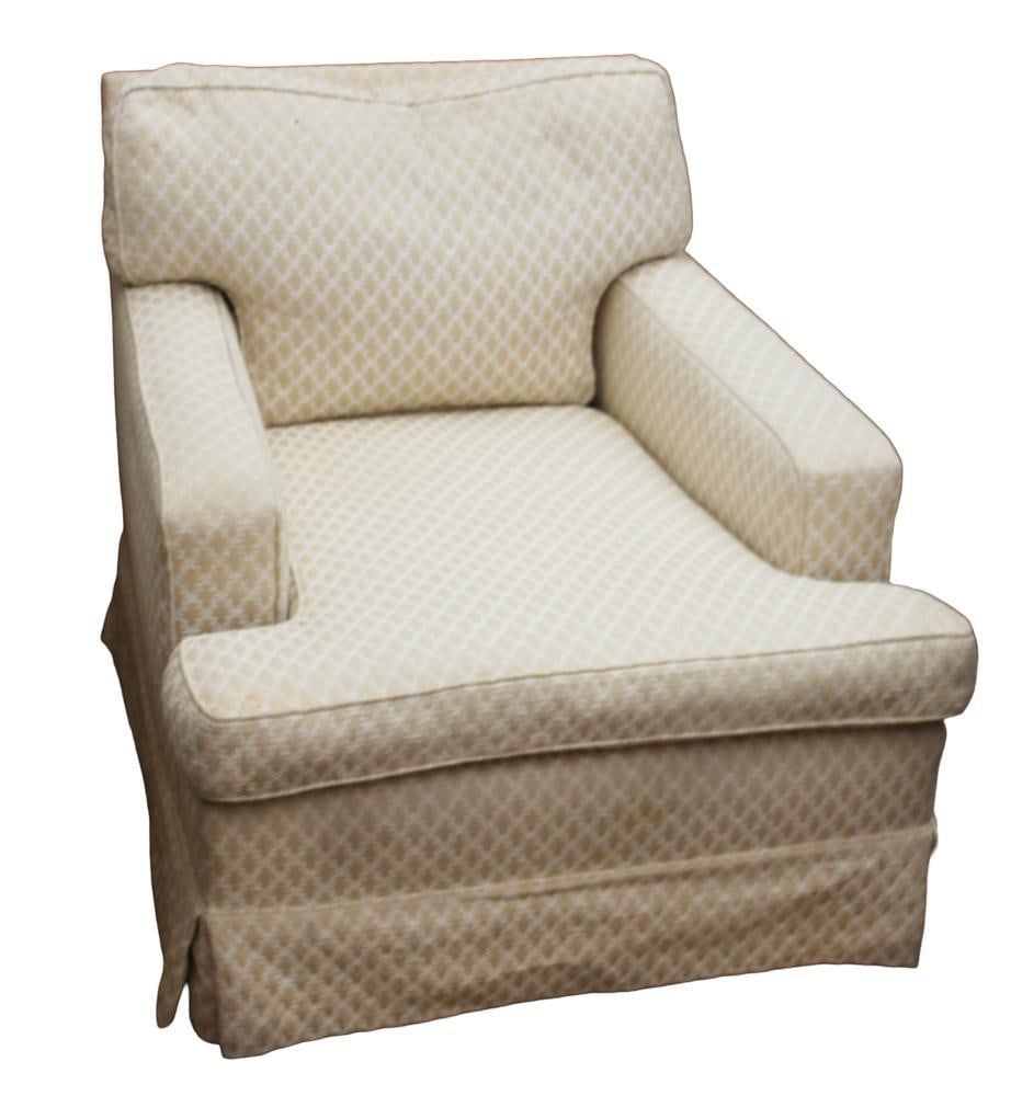 Cream Armchair: Cream armchair, 28" H x 30" W x 37" D. Provenance: David Laurence Roth Furnishings Collection.
