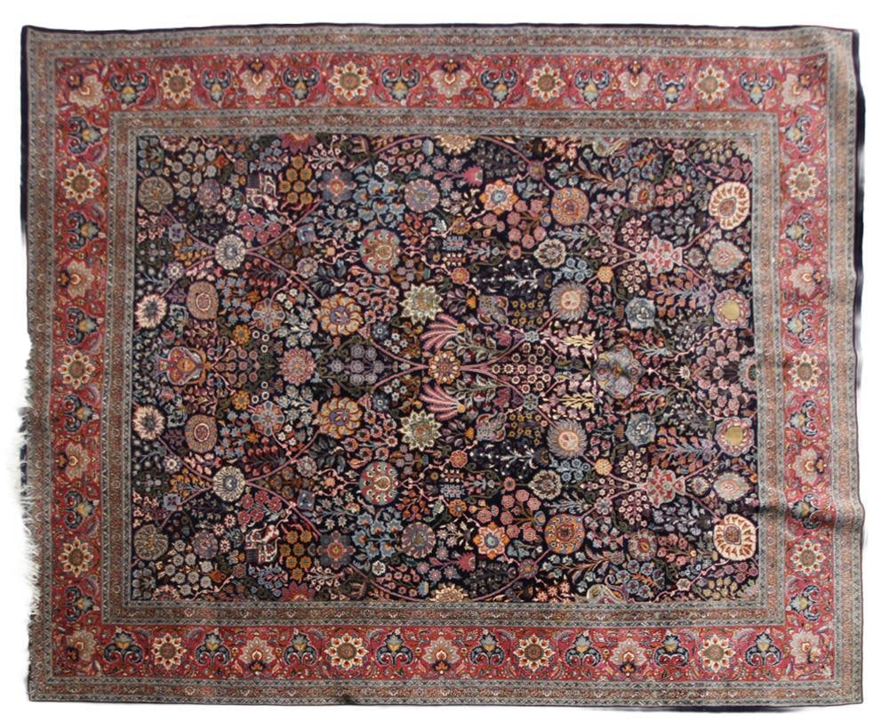 Fine Indo Tabriz Rug: Fine Indo Tabriz rug, 10' 2" x 8', good condition. Provenance: a Palm Beach, Florida estate.