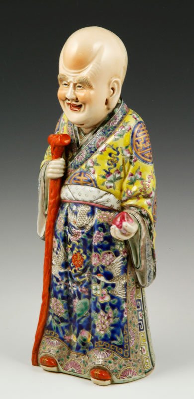 20th C. Famille Rose Porcelain Figure: 20th century famille rose porcelain figure, 13" h. Provenance: From a Howell, New Jersey collection.