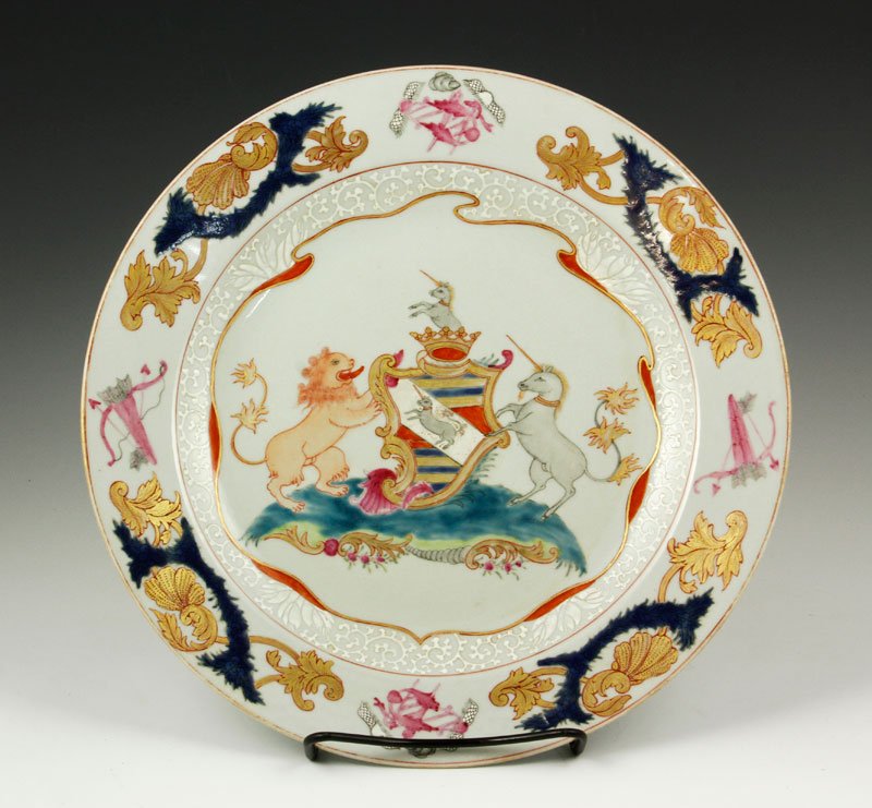 Chinese Export Armorial Plate: Chinese export armorial plate. Provenance: From a Howell, New Jersey collection.