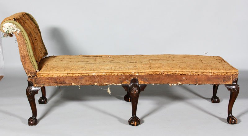 18th C. Chippendale Day Bed Frame: 18th century, Chippendale day bed frame, mahogany with shell carved knees and claw and ball feet, 63"l.