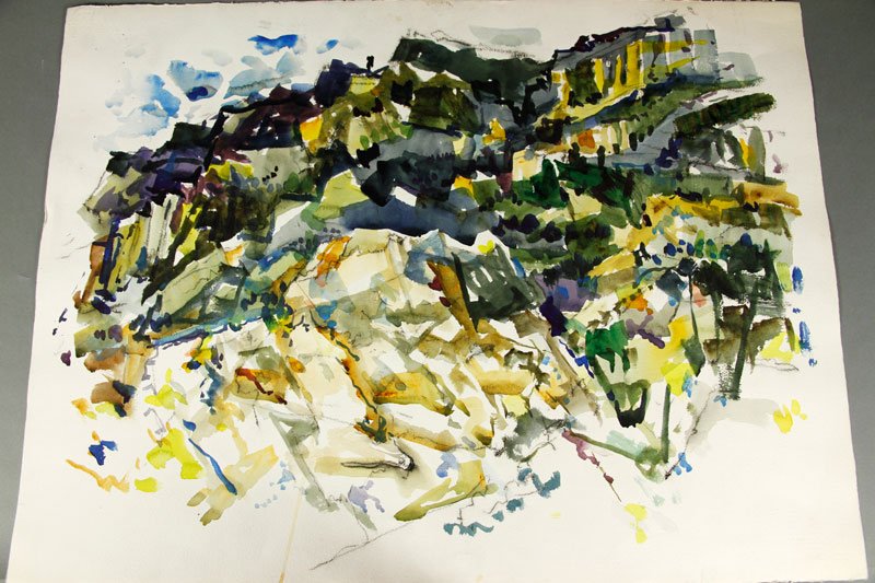 Dodd, Abstract, W/C and Charcoal: Lamar Dodd (American 1909-1996), abstract, watercolor and charcoal on Arches paper, signed lower right, 22 1/4"h x 30"w. Provenance: From the estate of the artist with letter of authenticity and signe