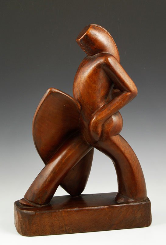 Rood, "Bullfighter", Wood Carving: John Rood (American), "Bullfighter", wood carving, signed Rood on base, circa 1934, 17” x 4 1/2” x 11 1/4”. Provenance: From a Atlanta, GA collection.