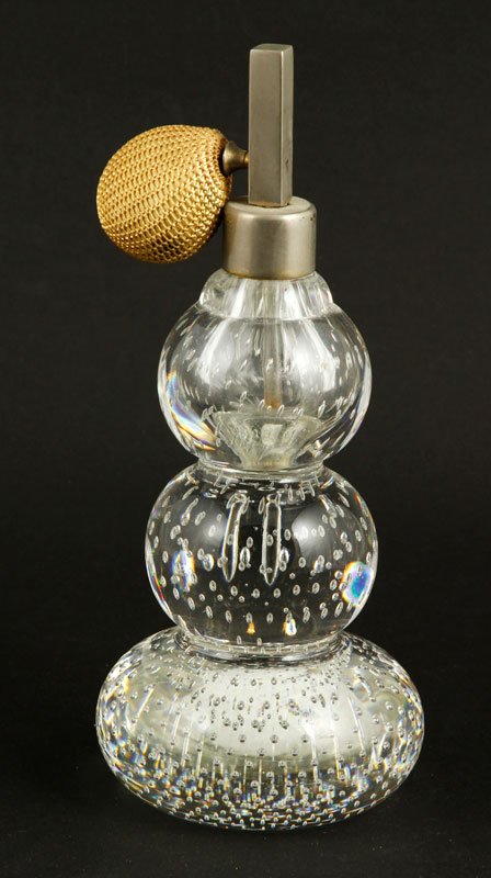 Pairpoint Atomizer: Pairpoint control bubble perfume atomizer, 8 1/4” h. Provenance: From a Massachusetts collection.