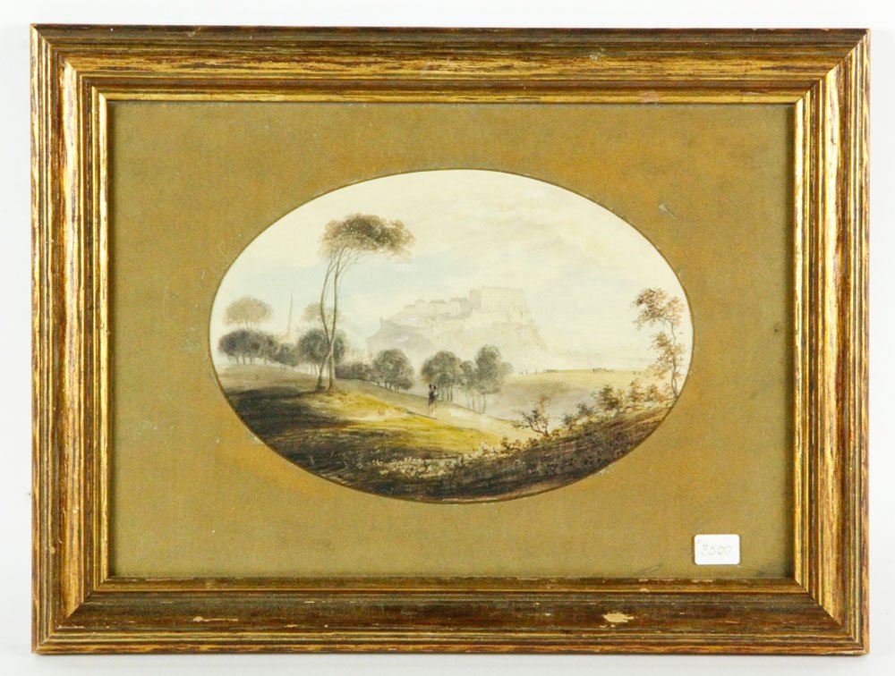Smillie, Edinburg Castle, W/C: James David Smillie (1833 - 1909), Edinburg castle, watercolor, signed lower left, 7"h x 10"w (view), 10 5/8"h x 14 1/4"w (frame). Provenance: Estate of Alexander Brook.
