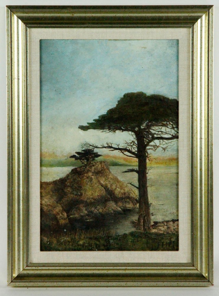 Myers, California Coast, O/P: Frank Harmon Myers (American 1899 - 956), California Coast, oil on panel, initialed FHM lower right, 12"h x 8"w (view), 15"h x 11"w (frame). Provenance: Estate of Alexander Brook.