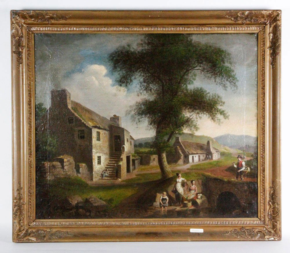 19th C. O/C from Mayor Frost: 19th century, oil on canvas, from the home of Mayor Frost, Topsham, ME, unsigned, 24" x 29 1/2" (view), 30" x 35" (frame). Provenance: Estate of Alexander Brook.