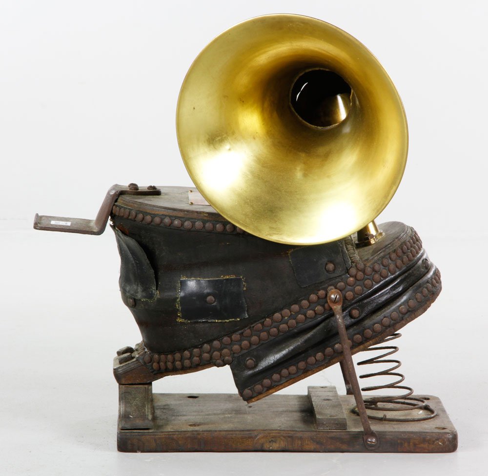 19th C. Bellows Horn: 19th Century Bellows Horn by S. Gorman, London, 22 1/2" h x 21" w x 12 1/2" d. Provenance: Estate of Alexander Brook.