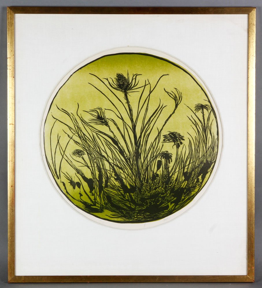 Baskin, Flower, Print: Leonard Baskin (1922-2000), Flower, print, 7/65 lower left, signed lower right, 14 1/2'' h x 21 3/4'' w. Provenance: Marblehead, MA Estate.