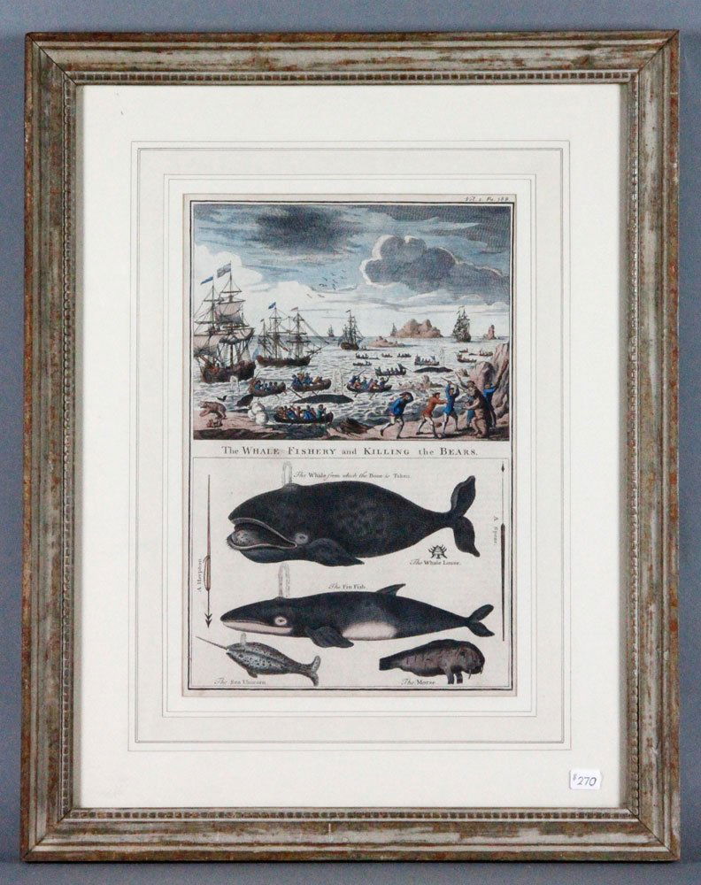 Unsigned, The Whale Fishery: Killing the Bears, Engravi: Unsigned, The Whale Fishery: Killing the Bears, 19th Century, engraving, 13 1/4''h x 8 3/4''w, framed 21 1/2''h x 17'' w. Provenance: Estate of Alexander Brook.