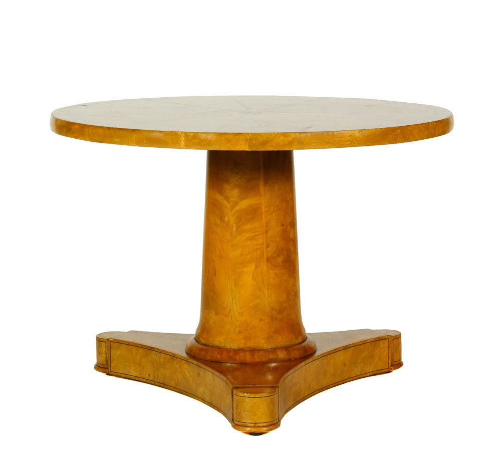Biedermeier Style Round Table: Biedermeier style round table, 29" h x 39" dia. Provenance: From a La Jolla, CA estate.