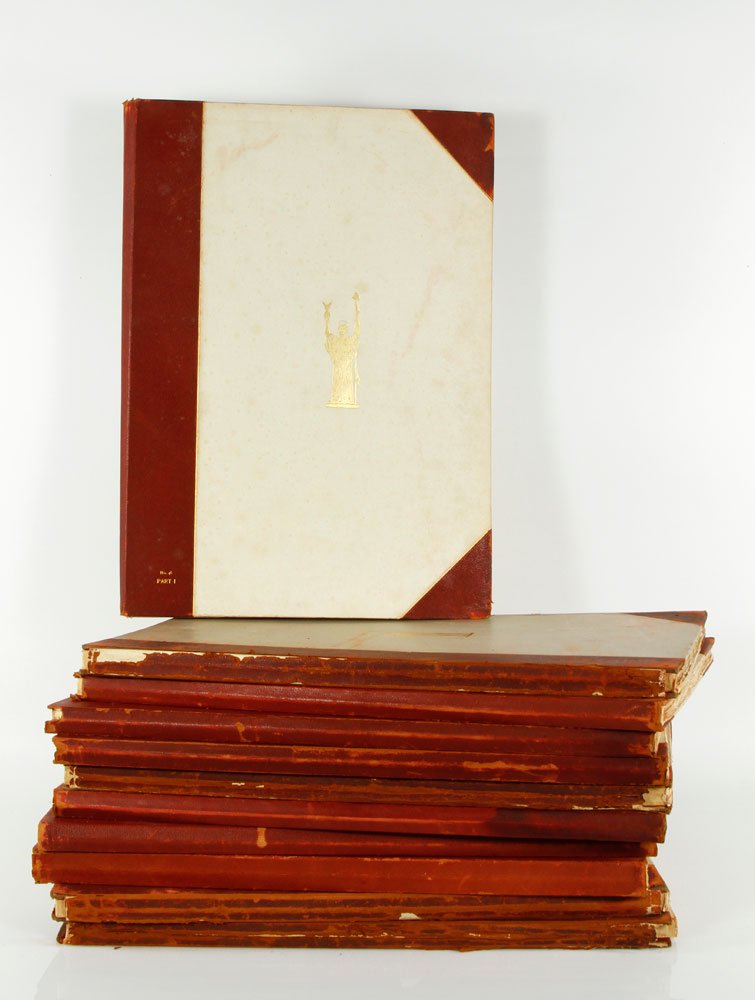 World's Colombian Art Exposition Folios: World's Colombian Art and Architecture Exposition folio, in 11 volumes, limited edition number 46 of 100, printed for C.F. Barnes, published by George Barrie, 1893 official illustrated publication, 22