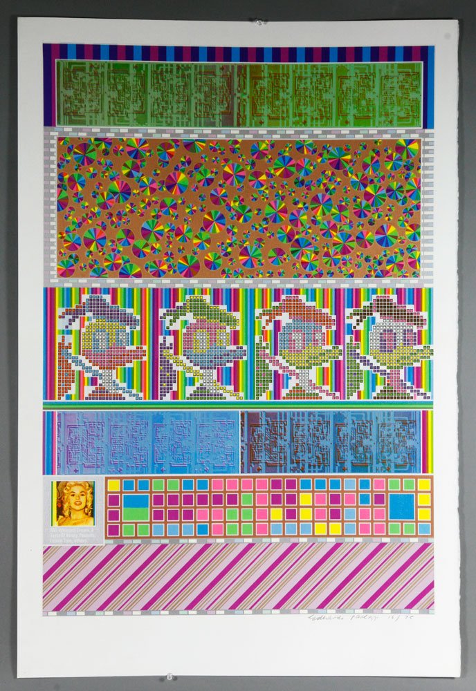 Paolozzi, "Universal Electronic Vacuum", Silkscreen: Sir Eduardo Paolozzi, "Universal Electronic Vacuum", silkscreen on wove paper, 40" x 26 3/4". Provenance: Rockport, MA estate; previously owned by Newbury St. Gallery director.