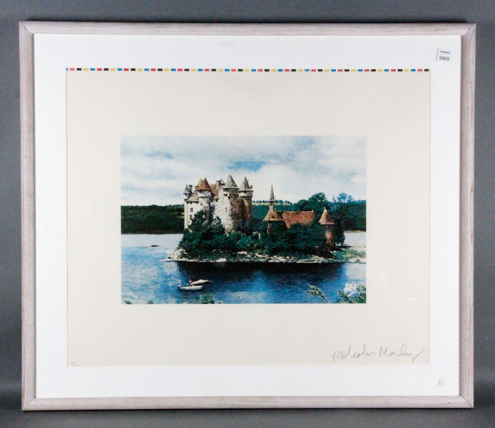 Morley, "Rhine Chateau", Lithograph: Malcolm Morley (b.1931), "Rhine Chateau", lithograph on paper, editioned of 200 lower left, signed lower right in pencil, matted and framed, 22 1/4" x 27" (view), 28 1/2" x 34" (frame).