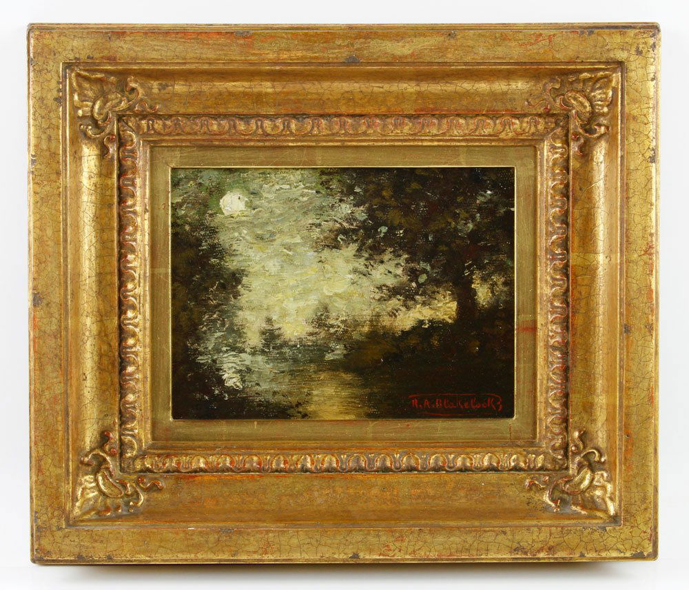 Blakelock, Oil on Board: Ralph Albert Blakelock, oil on board, 6"x8".
