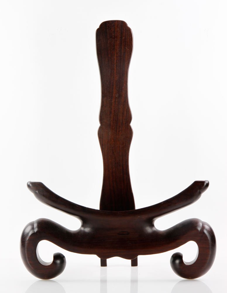 Chinese Charger Stand: Charger stand, rosewood, China, 26'' h x 18'' w x 8'' dia.