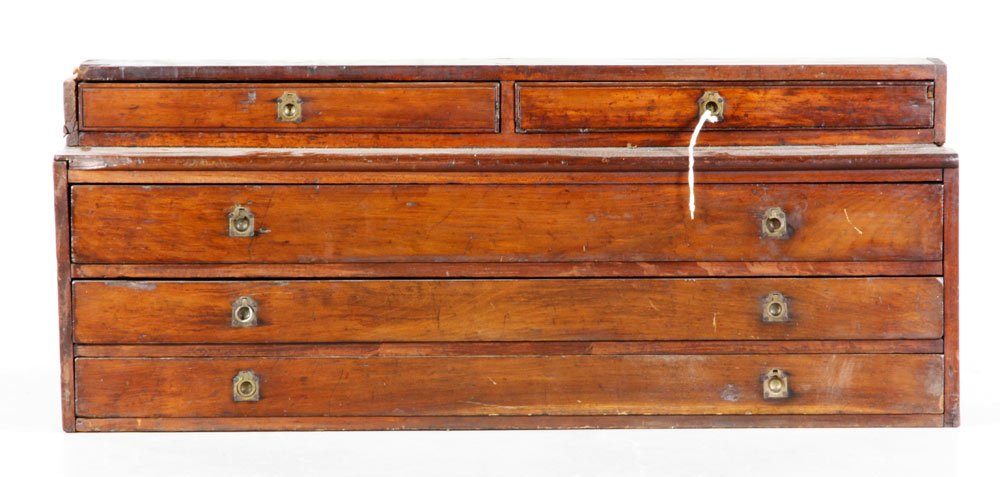 19th C. Mahogany Chest: 19th century two over three drawer chest, mahogany. Provenance: Estate of Alexander Brook.